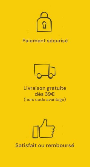 Paiement sécurisé, livraison gratuite, satisfait ou remboursé